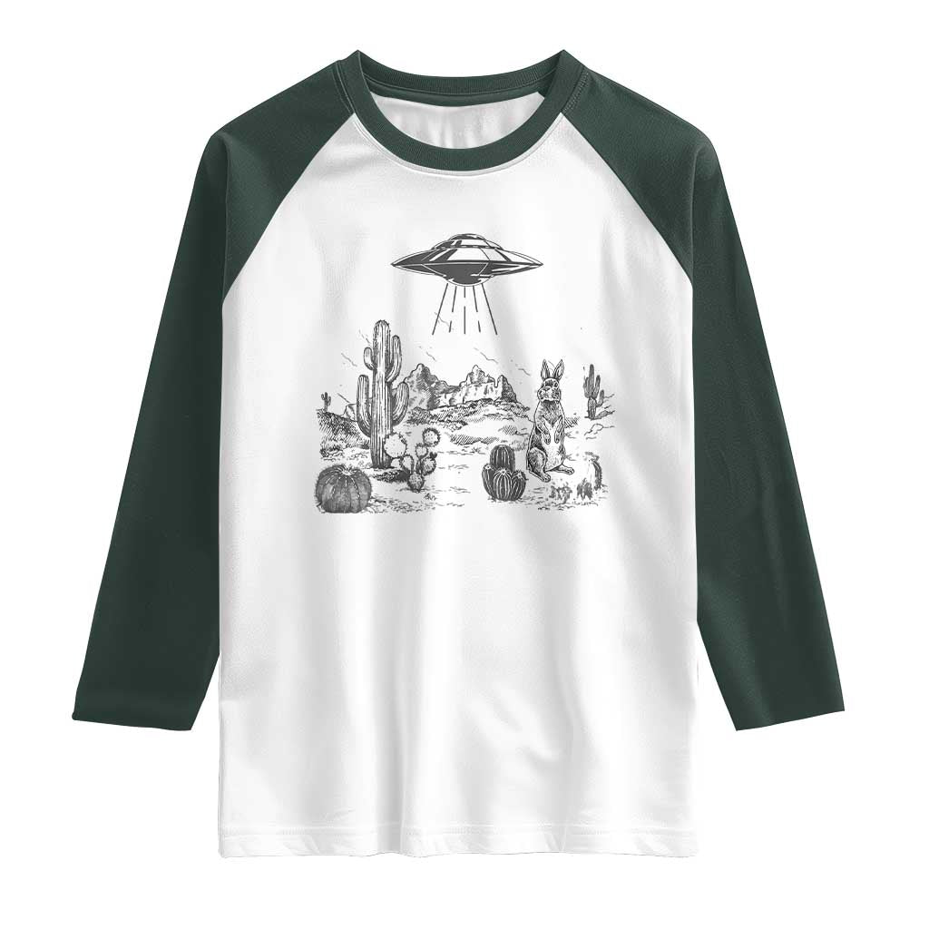 Funny Western Easter Day UFO Bunny Alien Raglan Shirt
