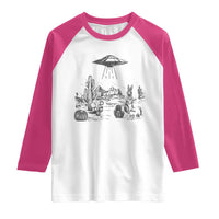 Funny Western Easter Day UFO Bunny Alien Raglan Shirt