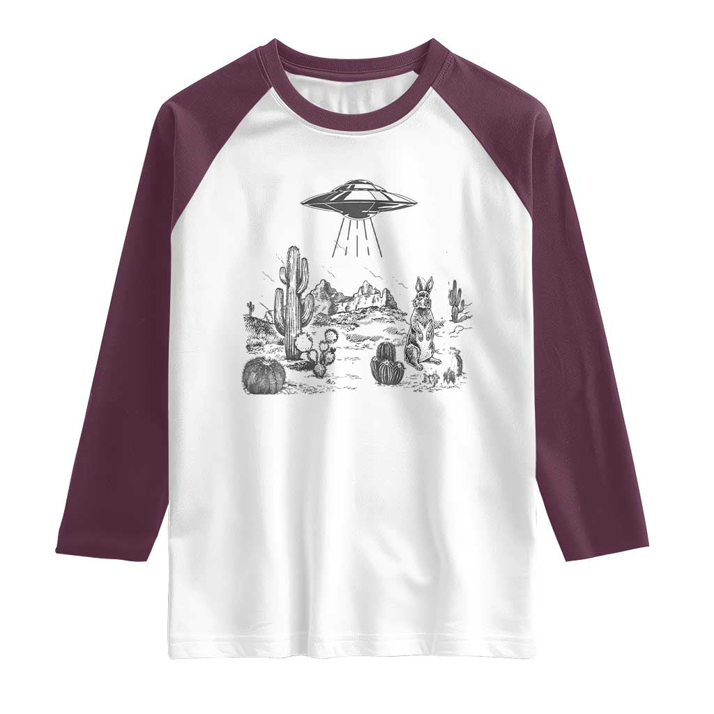 Funny Western Easter Day UFO Bunny Alien Raglan Shirt