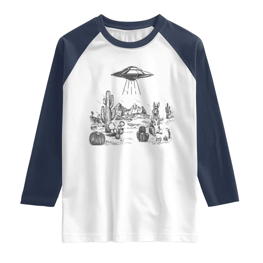 Funny Western Easter Day UFO Bunny Alien Raglan Shirt