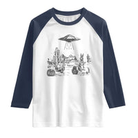 Funny Western Easter Day UFO Bunny Alien Raglan Shirt