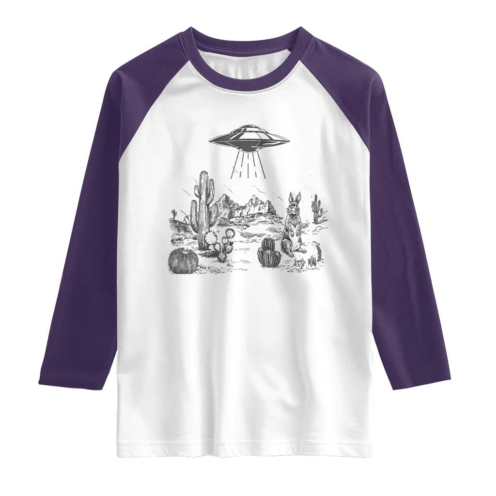 Funny Western Easter Day UFO Bunny Alien Raglan Shirt