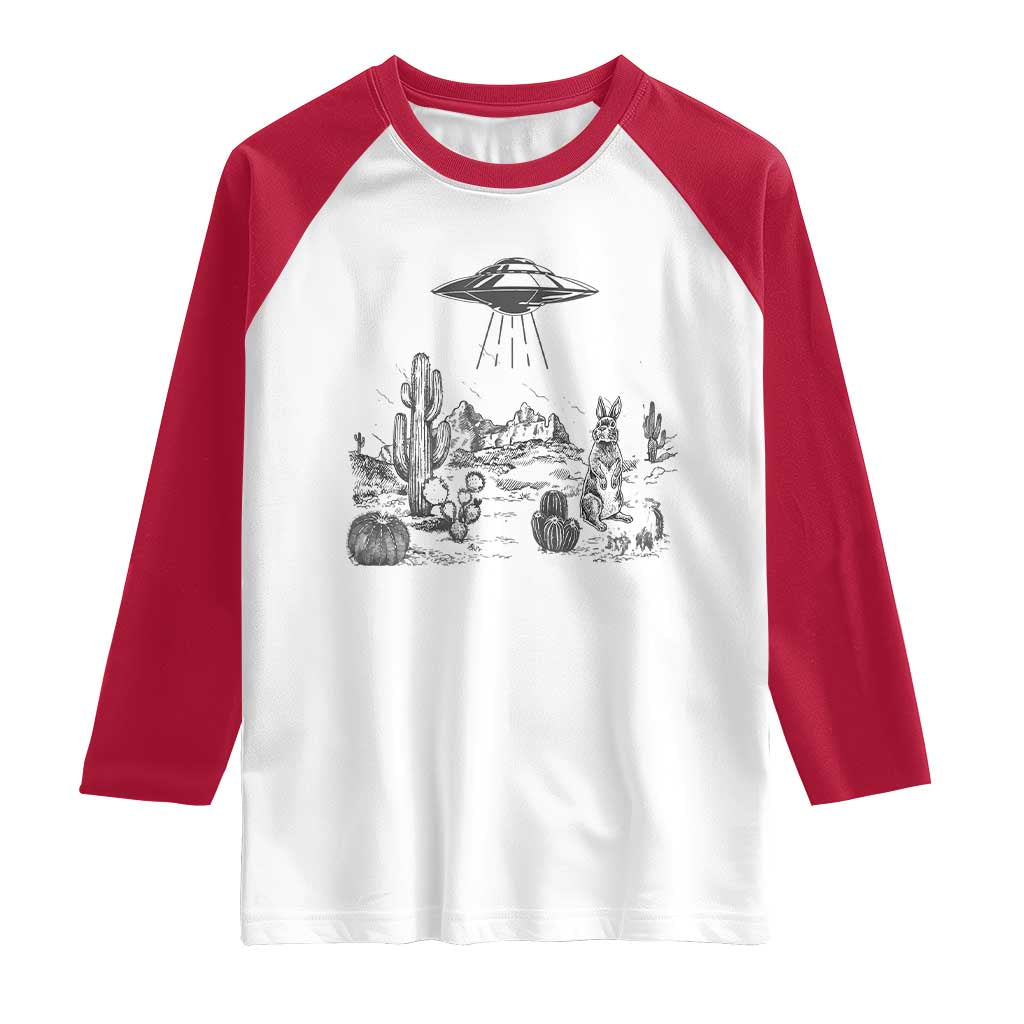 Funny Western Easter Day UFO Bunny Alien Raglan Shirt