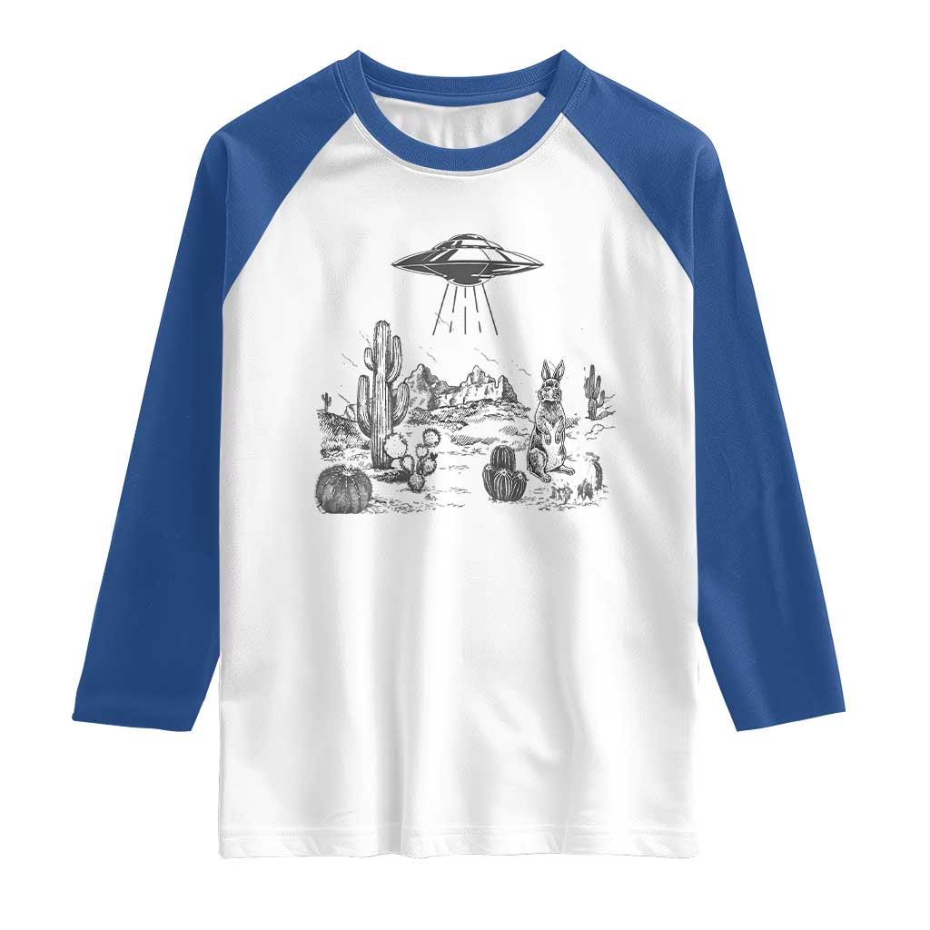 Funny Western Easter Day UFO Bunny Alien Raglan Shirt