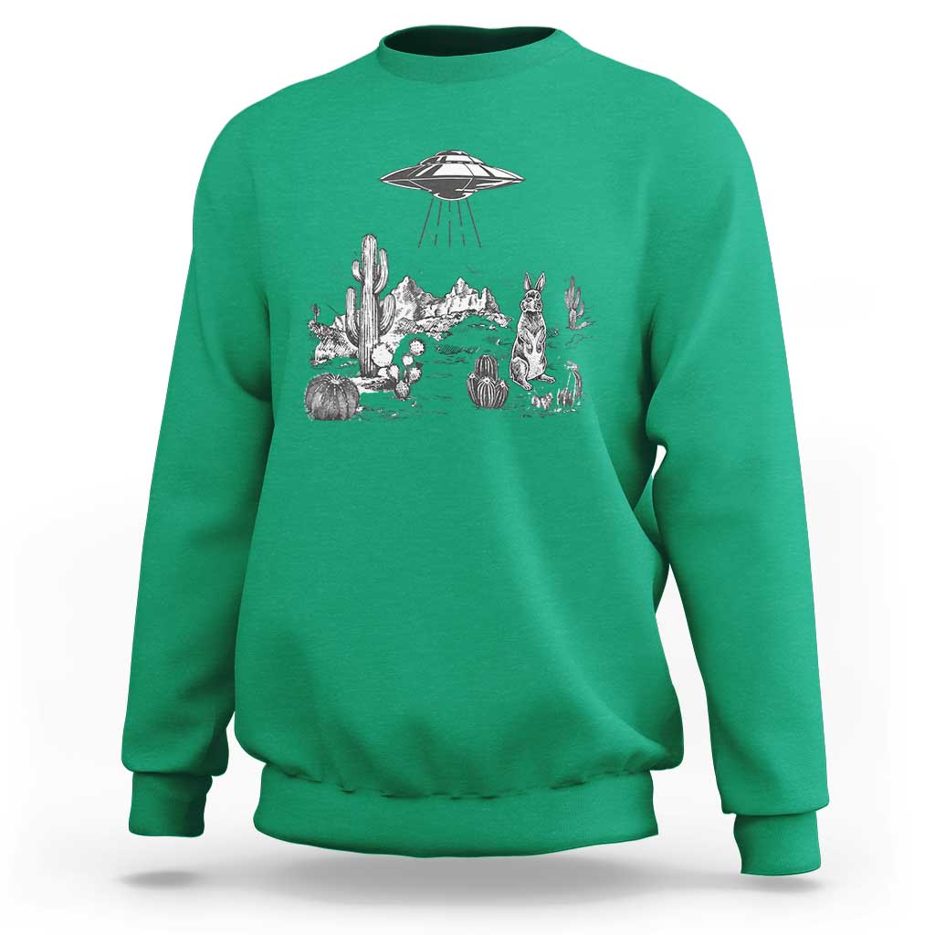 Funny Western Easter Day UFO Bunny Alien Sweatshirt