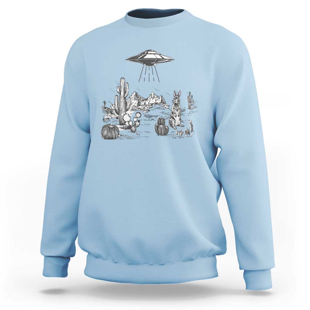 Funny Western Easter Day UFO Bunny Alien Sweatshirt