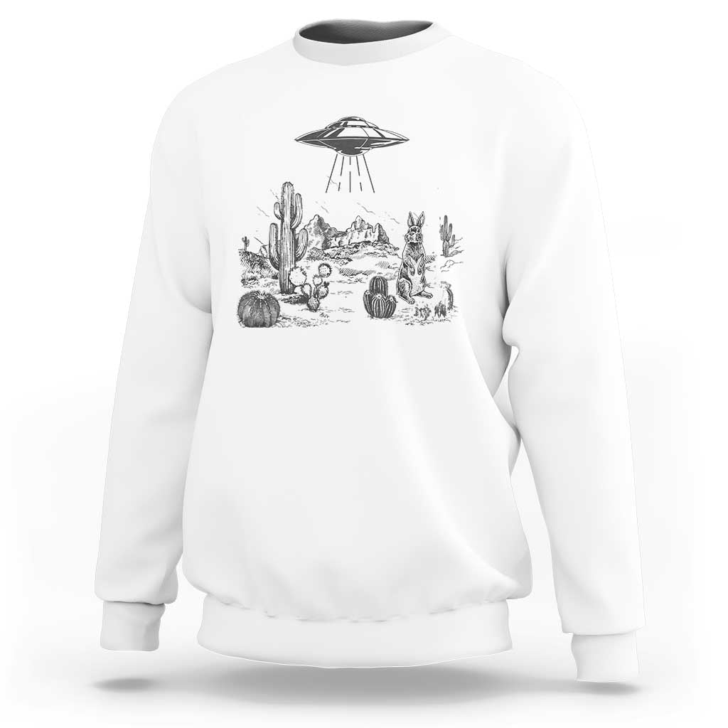 Funny Western Easter Day UFO Bunny Alien Sweatshirt