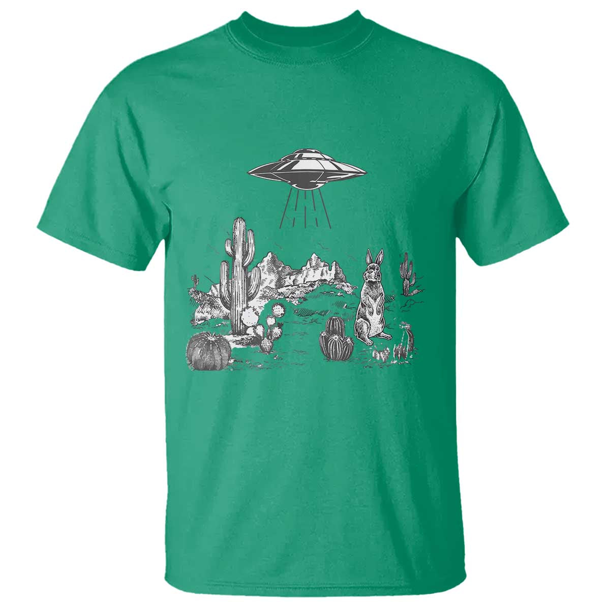 Funny Western Easter Day UFO Bunny Alien T Shirt