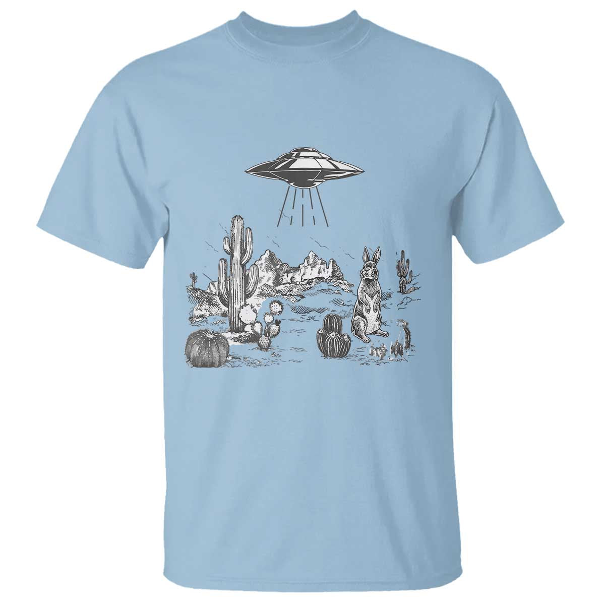 Funny Western Easter Day UFO Bunny Alien T Shirt