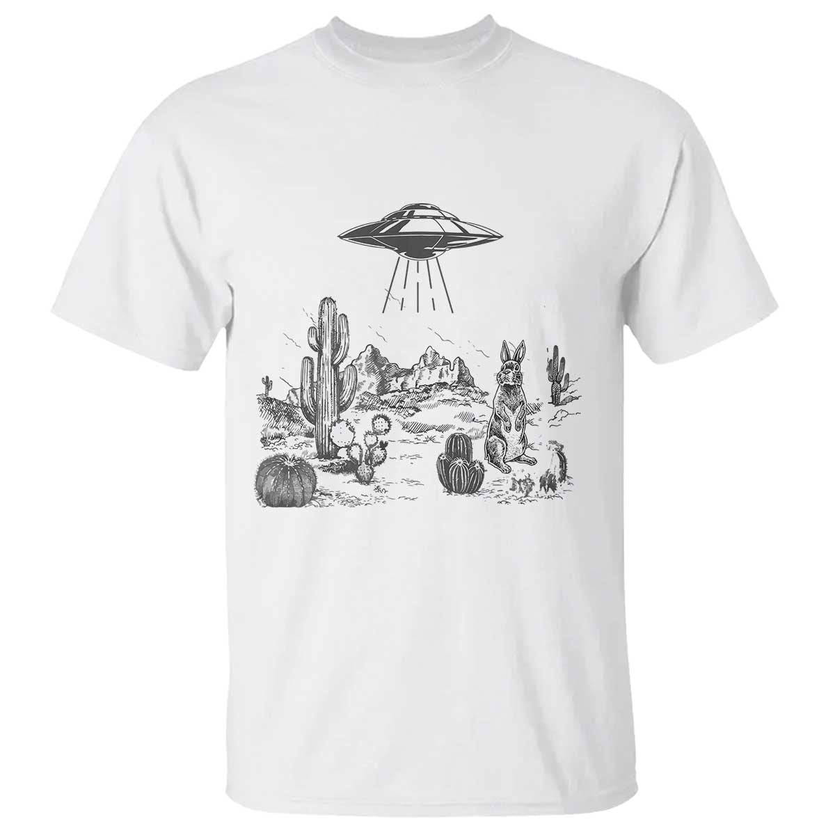Funny Western Easter Day UFO Bunny Alien T Shirt