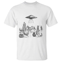Funny Western Easter Day UFO Bunny Alien T Shirt