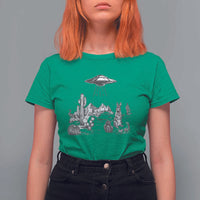 Funny Western Easter Day UFO Bunny Alien T Shirt For Women