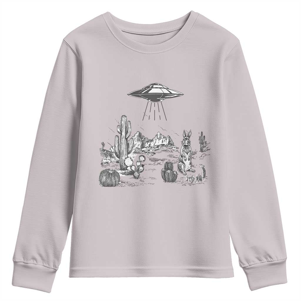 Funny Western Easter Day UFO Bunny Alien Youth Sweatshirt