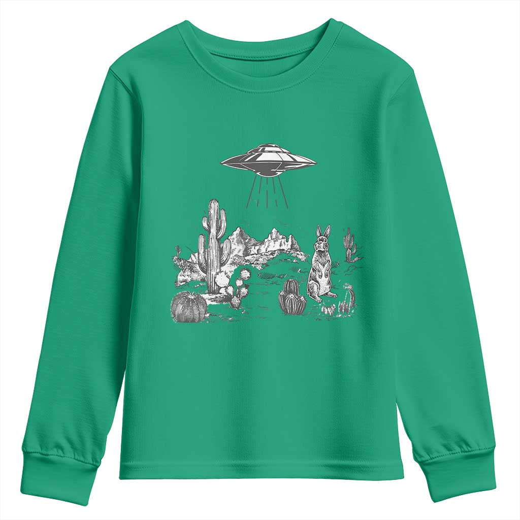 Funny Western Easter Day UFO Bunny Alien Youth Sweatshirt