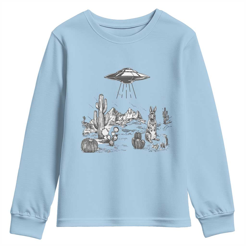 Funny Western Easter Day UFO Bunny Alien Youth Sweatshirt