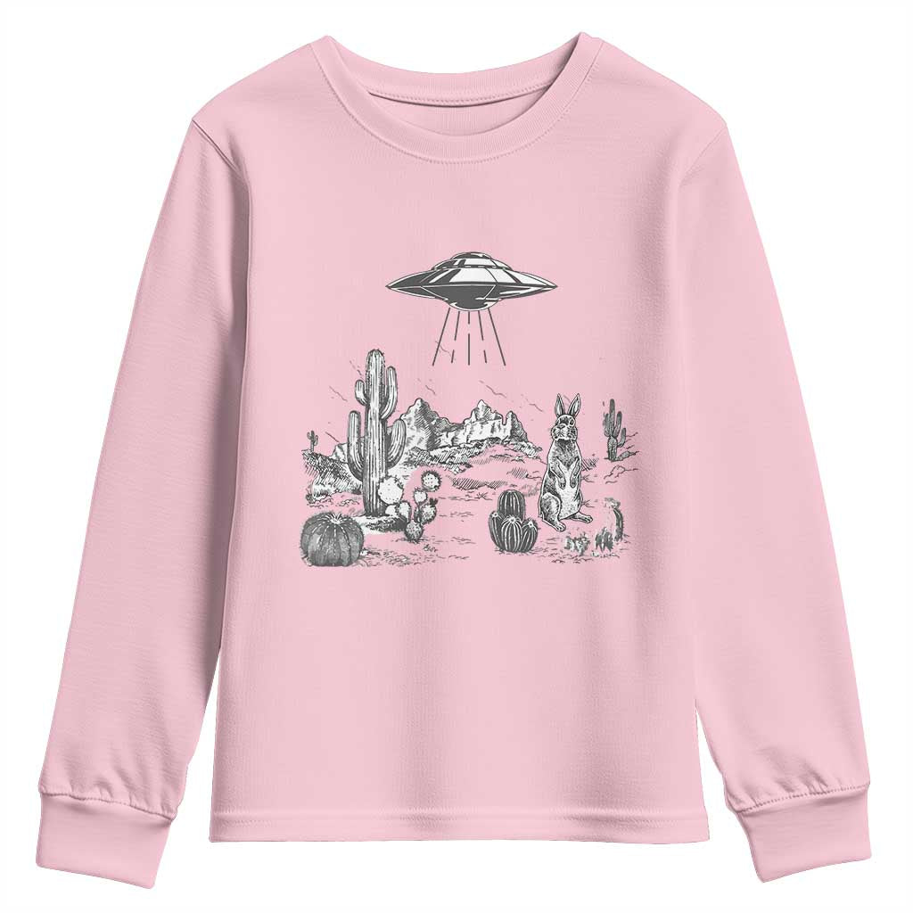 Funny Western Easter Day UFO Bunny Alien Youth Sweatshirt
