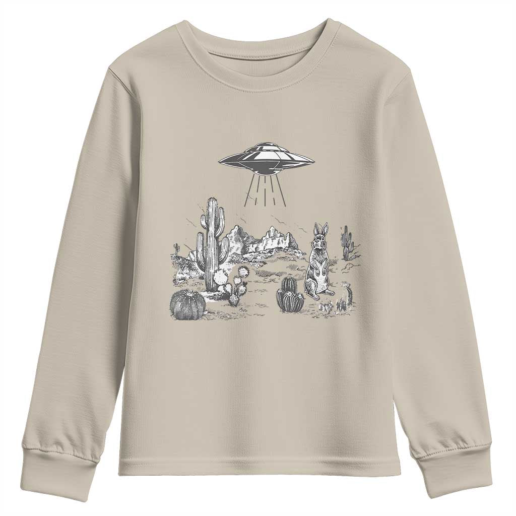 Funny Western Easter Day UFO Bunny Alien Youth Sweatshirt