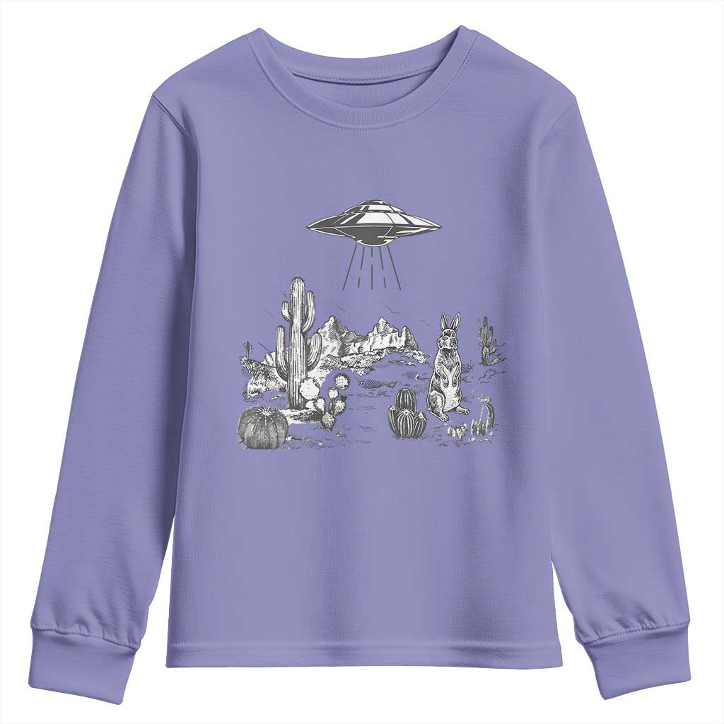 Funny Western Easter Day UFO Bunny Alien Youth Sweatshirt