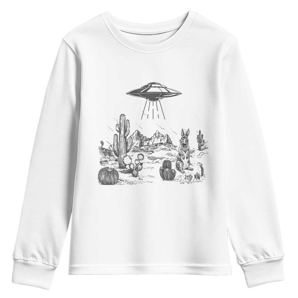 Funny Western Easter Day UFO Bunny Alien Youth Sweatshirt