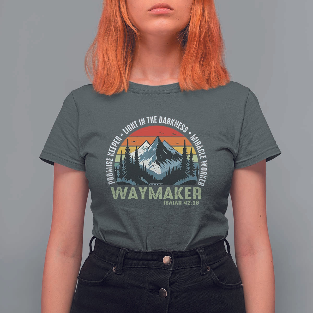 Religious Christian Waymaker T Shirt For Women Promise Keeper Light In The Darkness Miracle Worker