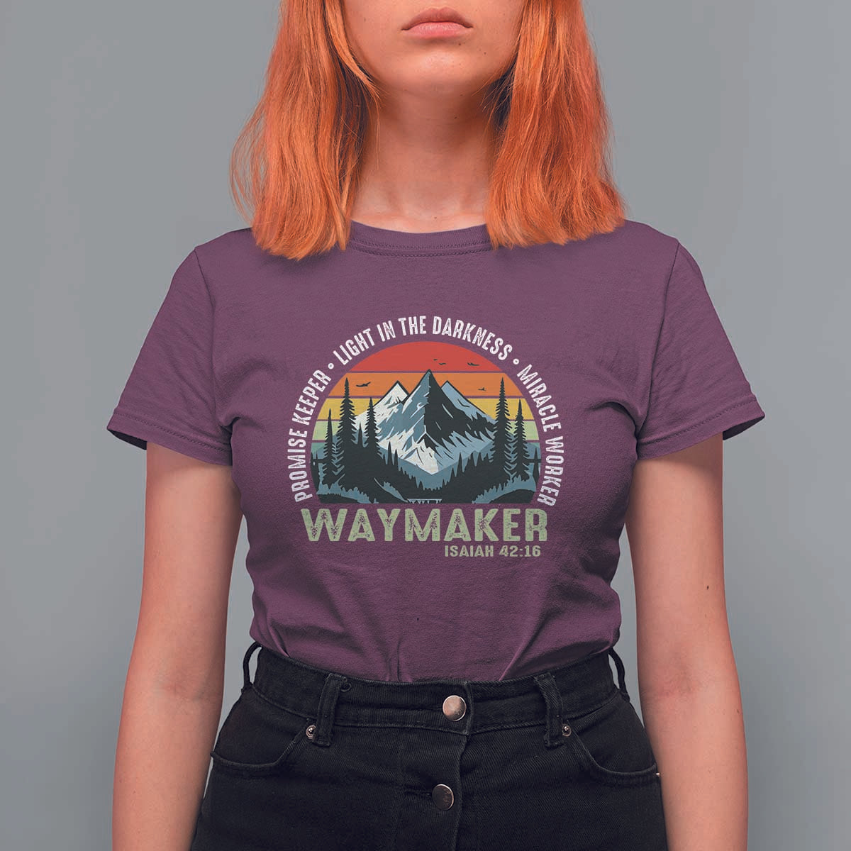 Religious Christian Waymaker T Shirt For Women Promise Keeper Light In The Darkness Miracle Worker