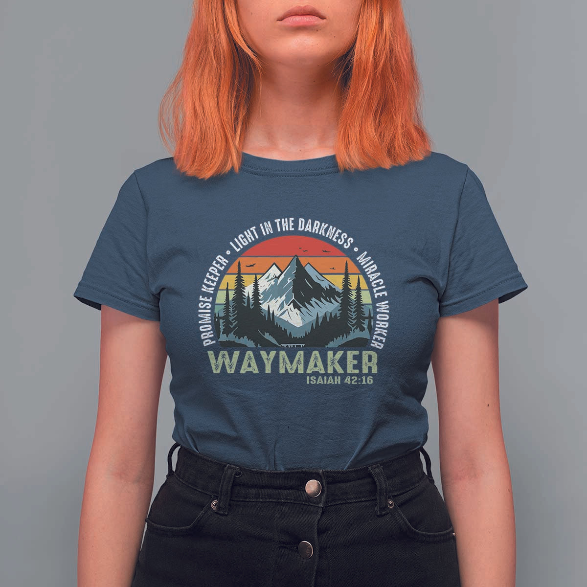 Religious Christian Waymaker T Shirt For Women Promise Keeper Light In The Darkness Miracle Worker