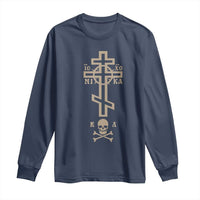 Orthodox Christian Long Sleeve Shirt Vintage Orthodox Cross With Skull of Adam