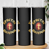 Christ He is Risen Skinny Tumbler Khristos Voskress Russian Orthodox Easter Red Eggs
