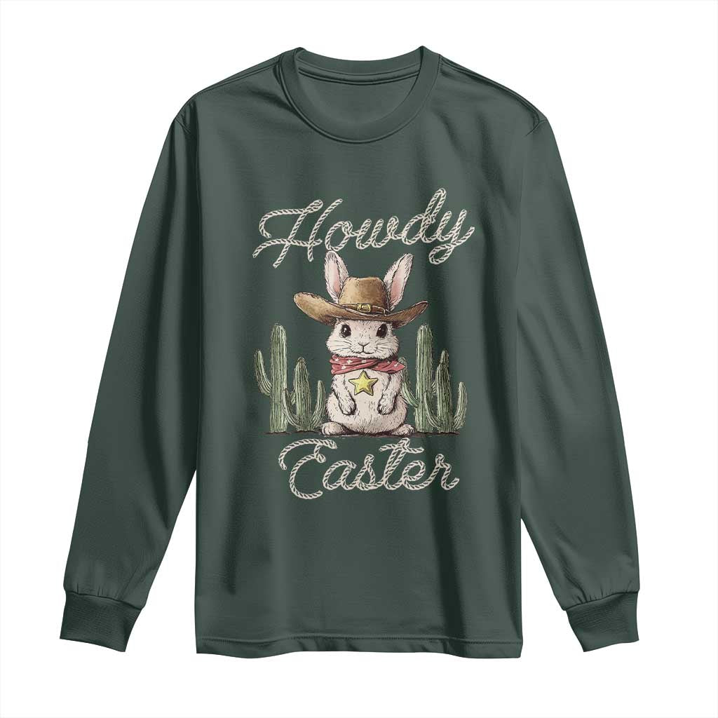 Funny Western Easter Day Long Sleeve Shirt Howdy Easter Country Cowboy Bunny