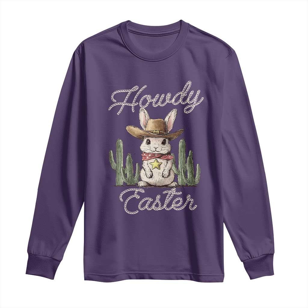 Funny Western Easter Day Long Sleeve Shirt Howdy Easter Country Cowboy Bunny