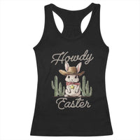 Funny Western Easter Day Racerback Tank Top Howdy Easter Country Cowboy Bunny