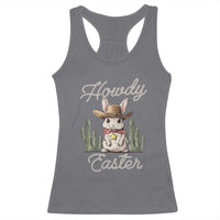 Funny Western Easter Day Racerback Tank Top Howdy Easter Country Cowboy Bunny
