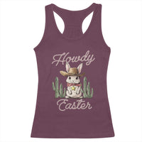 Funny Western Easter Day Racerback Tank Top Howdy Easter Country Cowboy Bunny