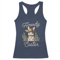 Funny Western Easter Day Racerback Tank Top Howdy Easter Country Cowboy Bunny