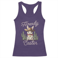 Funny Western Easter Day Racerback Tank Top Howdy Easter Country Cowboy Bunny