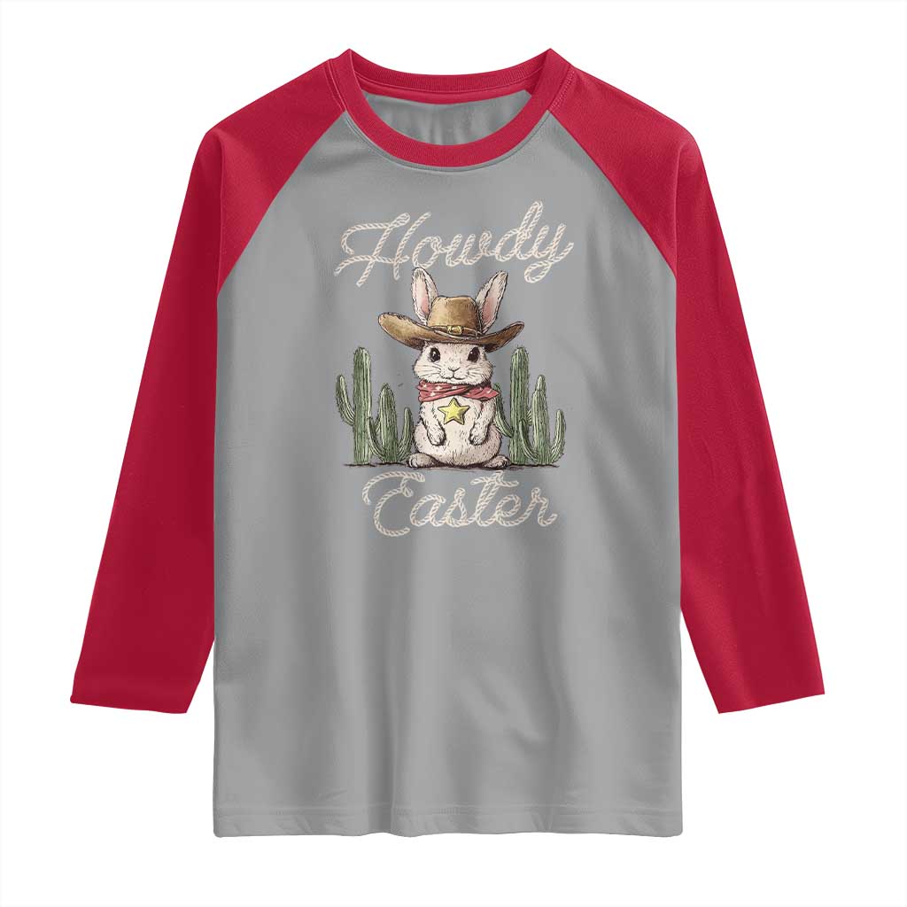 Funny Western Easter Day Raglan Shirt Howdy Easter Country Cowboy Bunny