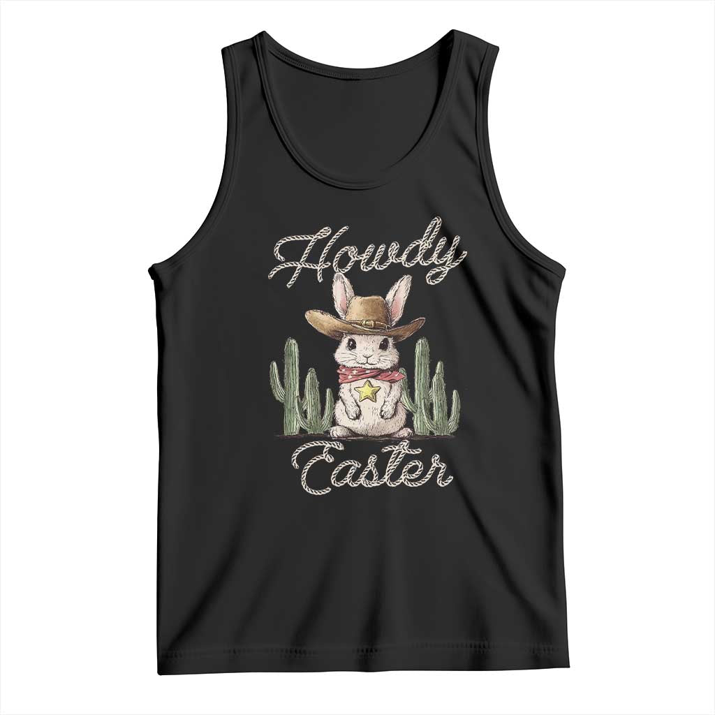 Funny Western Easter Day Tank Top Howdy Easter Country Cowboy Bunny