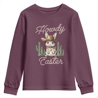 Funny Western Easter Day Youth Sweatshirt Howdy Easter Country Cowboy Bunny
