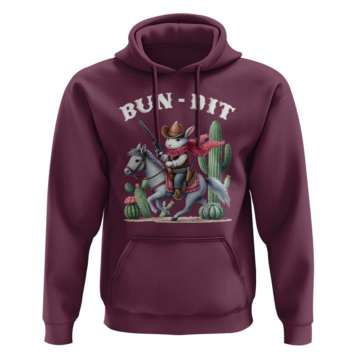 Funny Easter Day Western Hoodie Bun-dit Country Rabbit Cowboy Rodeo