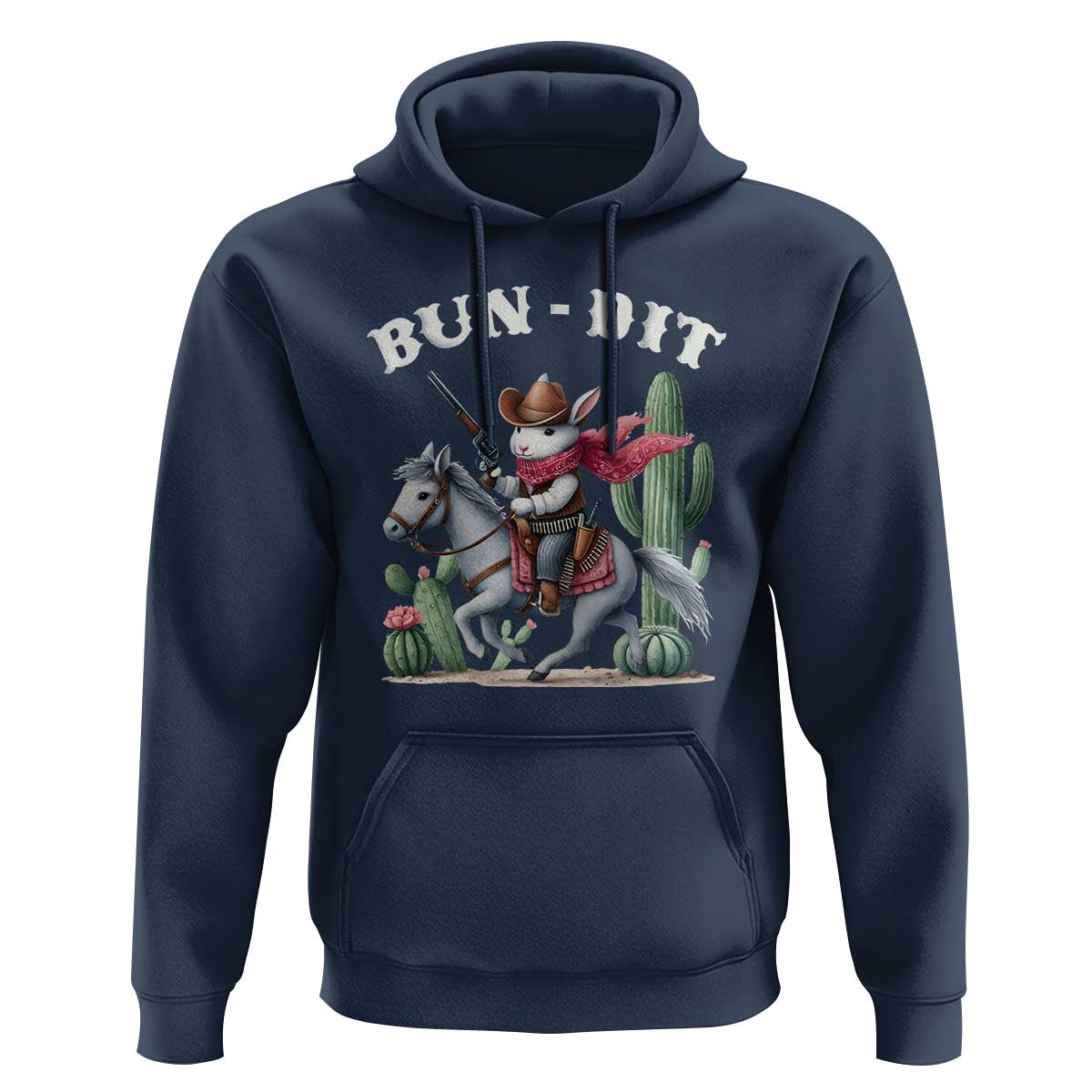 Funny Easter Day Western Hoodie Bun-dit Country Rabbit Cowboy Rodeo