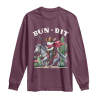 Funny Easter Day Western Long Sleeve Shirt Bun-dit Country Rabbit Cowboy Rodeo