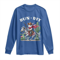 Funny Easter Day Western Long Sleeve Shirt Bun-dit Country Rabbit Cowboy Rodeo