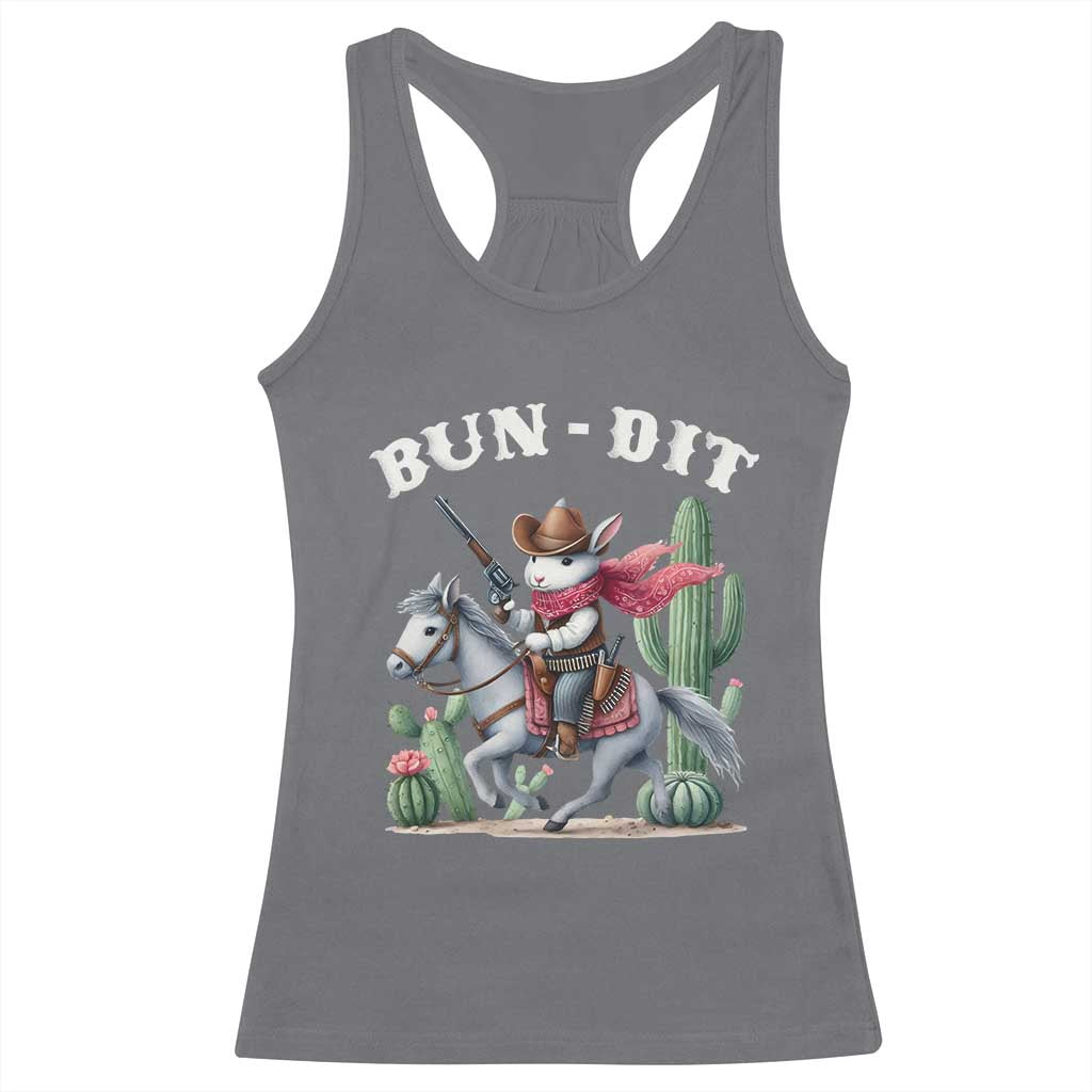 Funny Easter Day Western Racerback Tank Top Bun-dit Country Rabbit Cowboy Rodeo