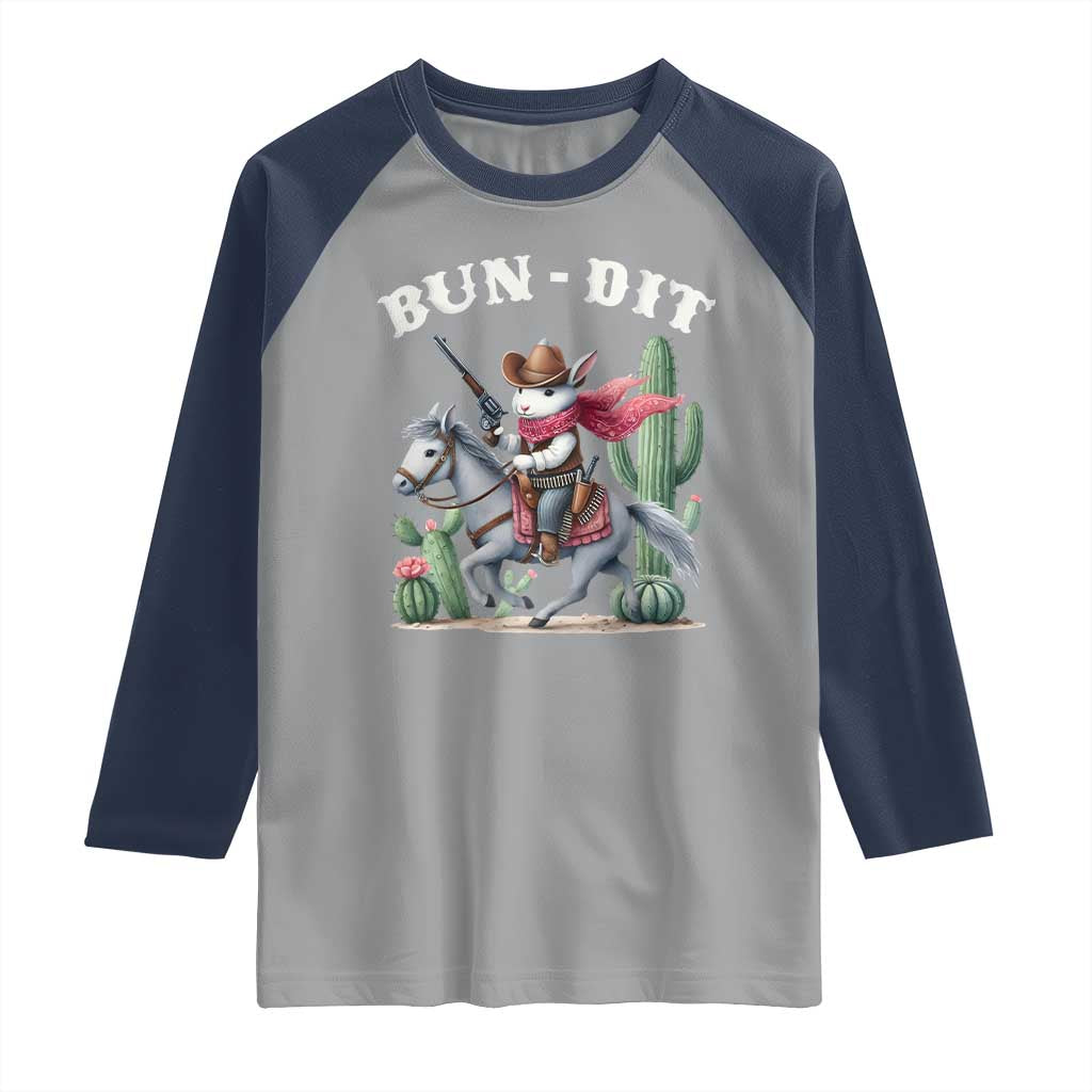 Funny Easter Day Western Raglan Shirt Bun-dit Country Rabbit Cowboy Rodeo