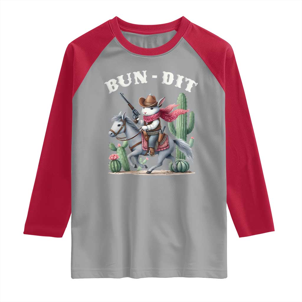 Funny Easter Day Western Raglan Shirt Bun-dit Country Rabbit Cowboy Rodeo
