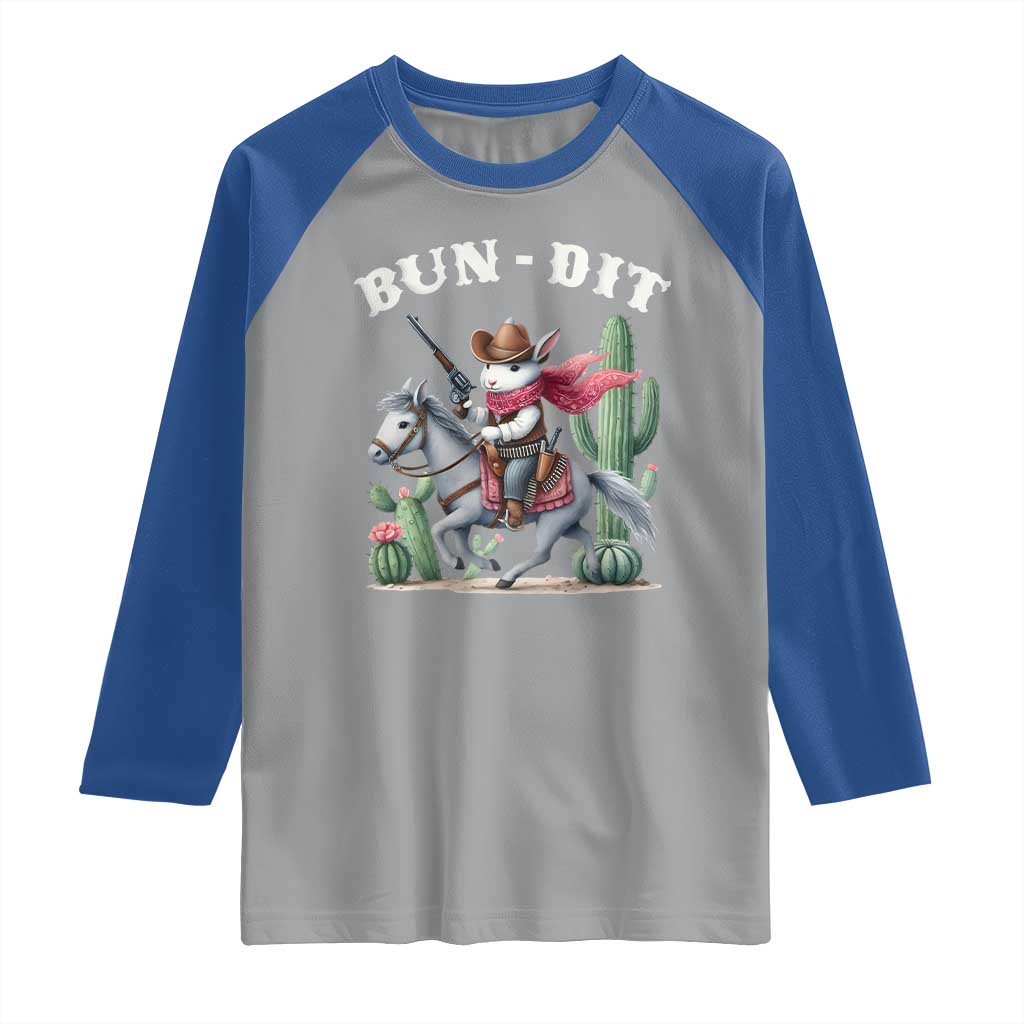 Funny Easter Day Western Raglan Shirt Bun-dit Country Rabbit Cowboy Rodeo
