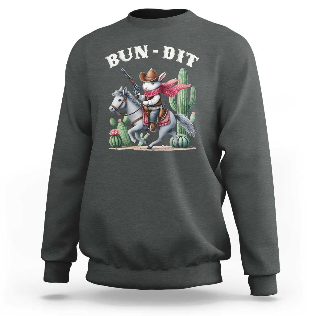 Funny Easter Day Western Sweatshirt Bun-dit Country Rabbit Cowboy Rodeo