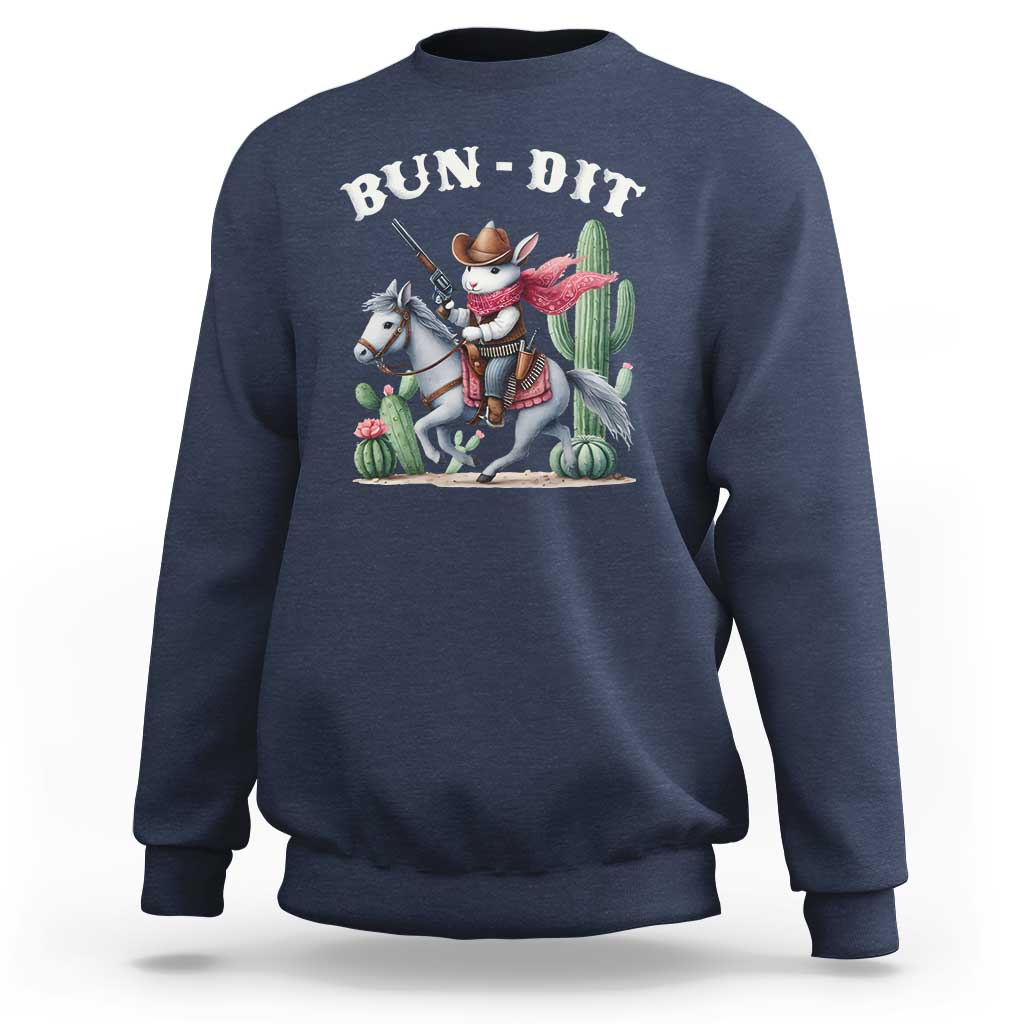 Funny Easter Day Western Sweatshirt Bun-dit Country Rabbit Cowboy Rodeo