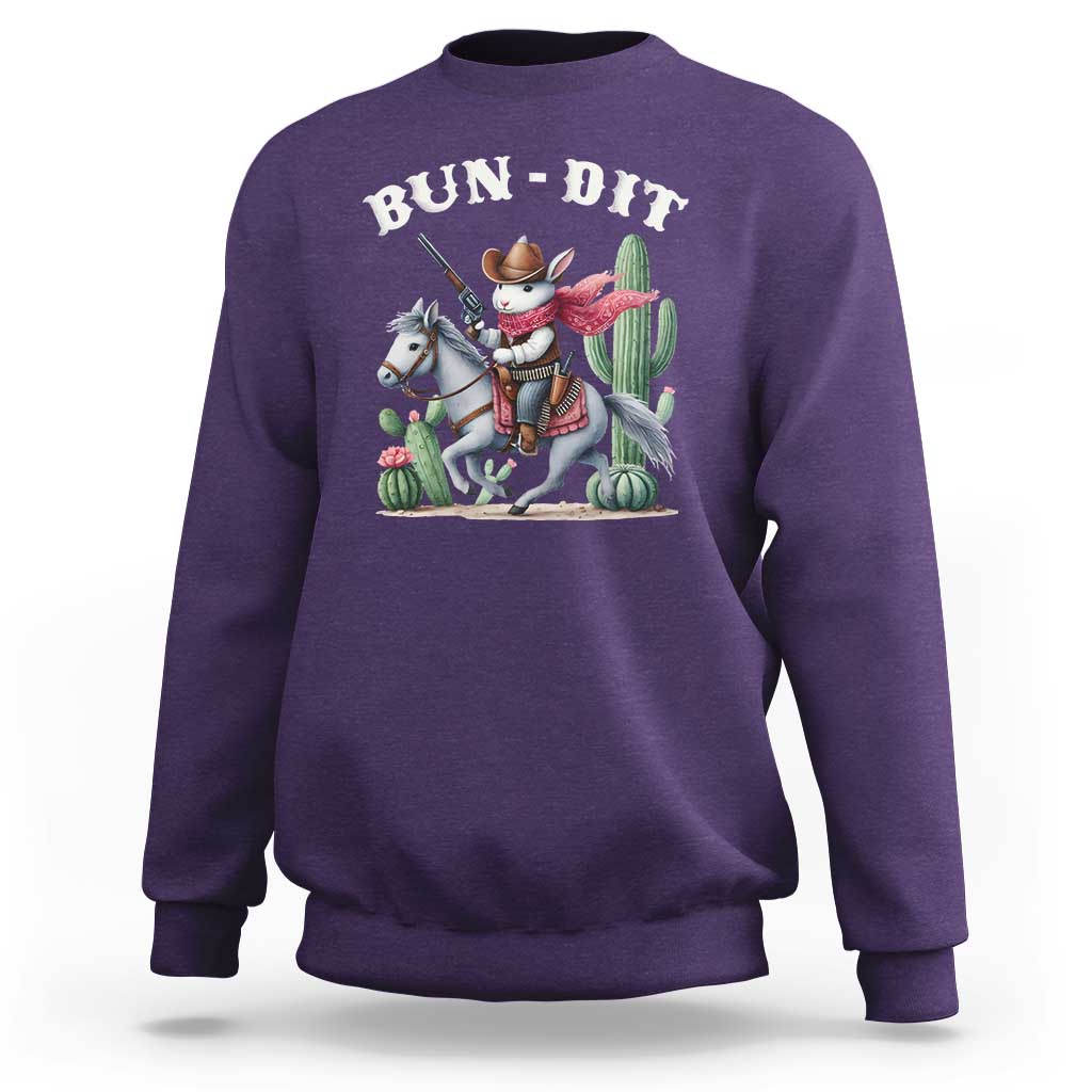 Funny Easter Day Western Sweatshirt Bun-dit Country Rabbit Cowboy Rodeo