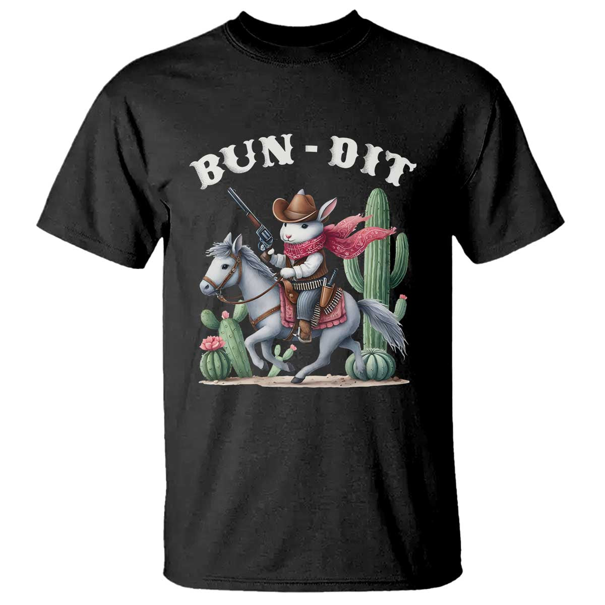 Funny Easter Day Western T Shirt Bun-dit Country Rabbit Cowboy Rodeo